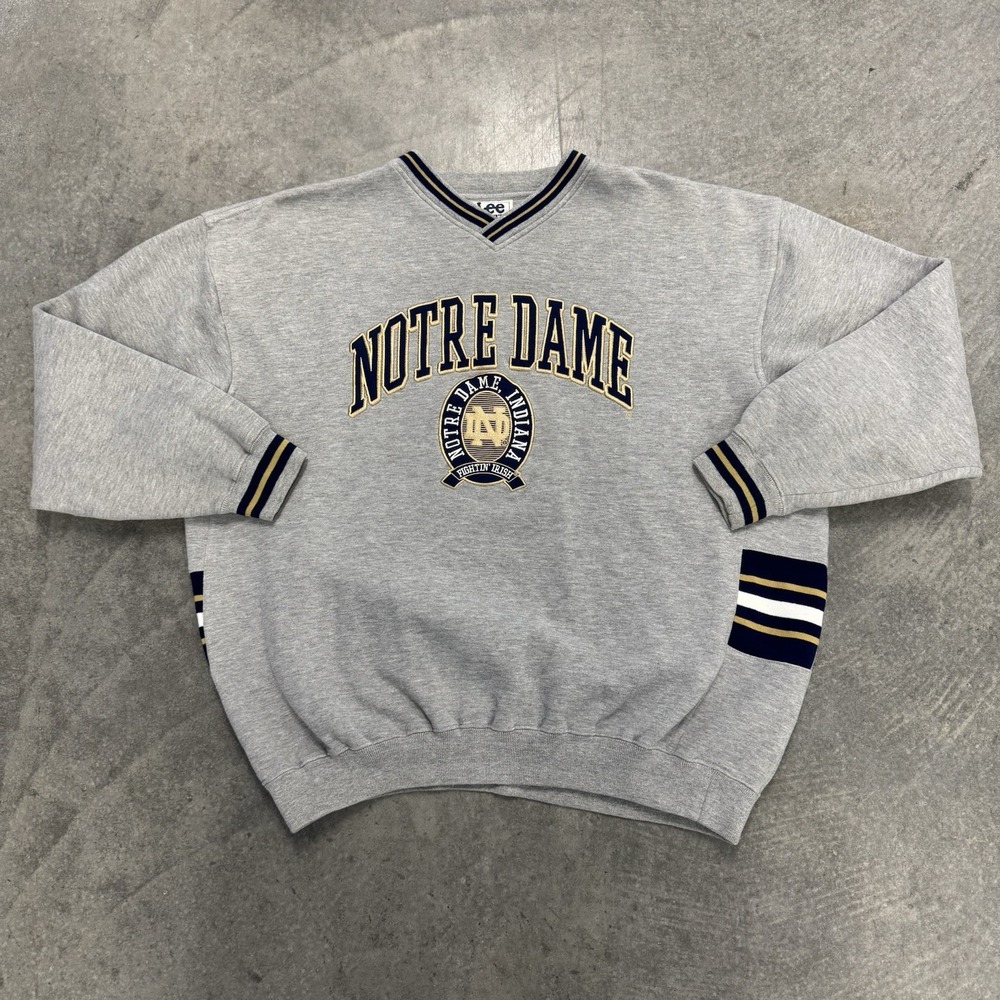 Vintage Notre Dame Crewneck Lee Sport 90's Embroidered Retro Pullover XL
